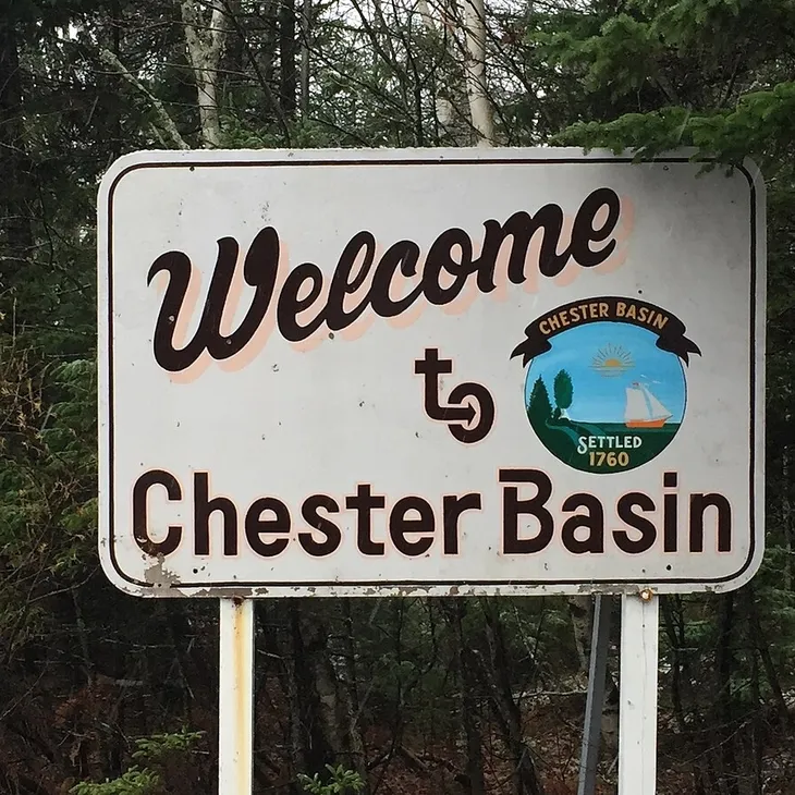 Welcome sign for Chester Basin