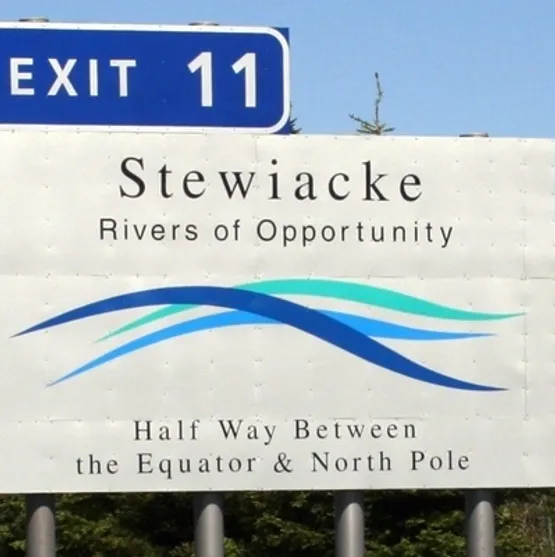 Stewiacke sign reading "Rivers of Opportunity