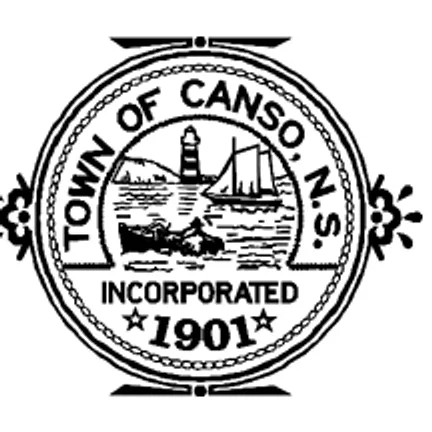 Town of Canso seal with lighthouse and boats